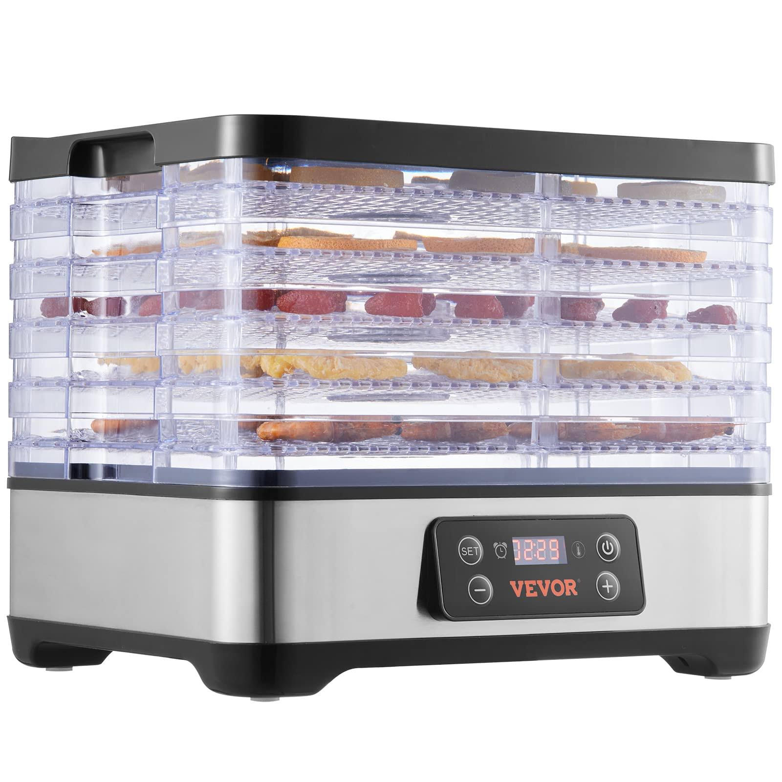 4c7eba1db22a8ed75409a7e7be2f3f789f7bb455f7a12840d4dec3d7fea2b126.jpg VEVOR Food Dehydrator Machine, 5-Tray Fruit Dehydrator, 300W Electric Food Dryer w/Digital Adjustable Timer & Temperature for Jerky, Herb, Meat, - Image 1