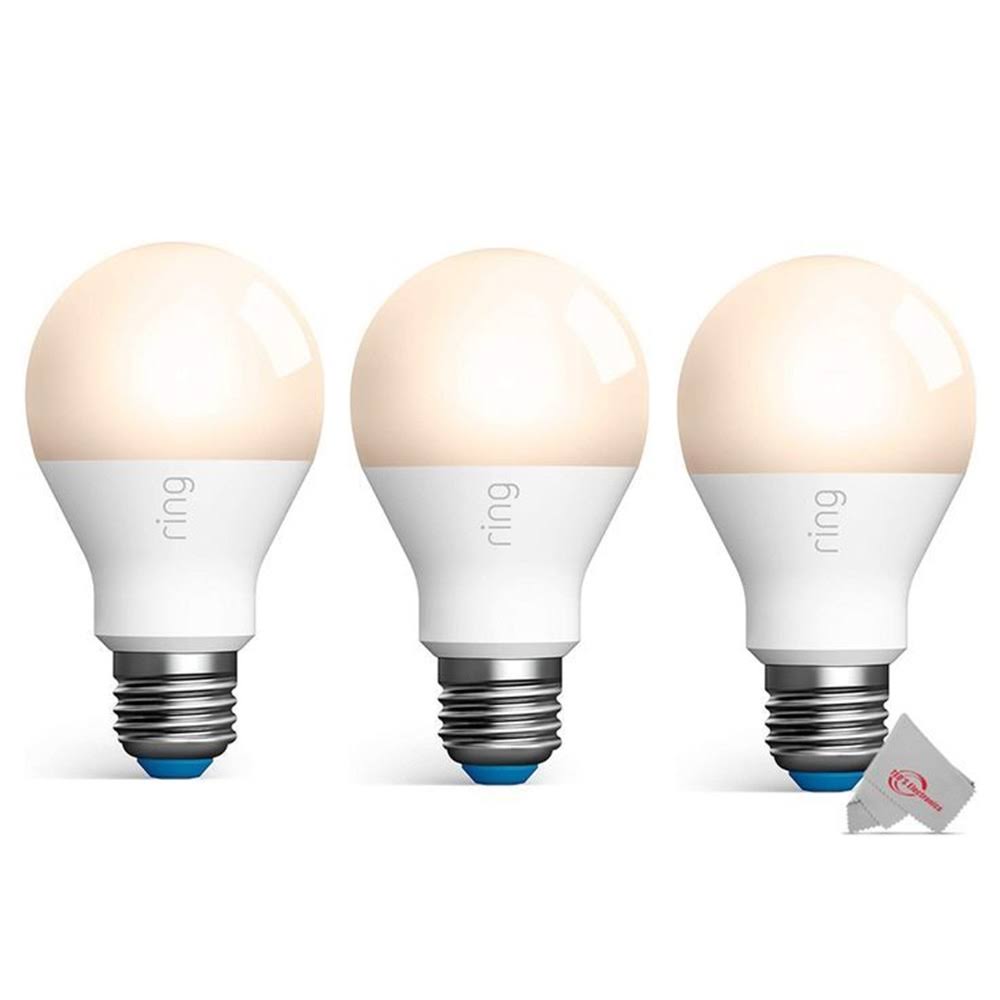 4cad8abd917acb413979348fb115ba06bb2ae27e56a4673a9031ff2d5a3d6b9b.jpg 3X Ring A19 Smart LED Light Bulb Dimmable 800 Brightness Lumens Indoor / Outdoor Use - Image 1