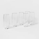 9oz 6pk Glass Stemless Champagne Flutes - Made by Design
