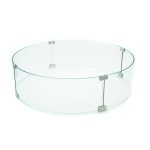 AMS Fire Pit Table Round Glass Wind Guard 36" Diameter - 1/4" Thick Glass - Fire Flame Guard AMS Fireplace Size: 8" H x 40" W x 40" D