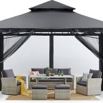 MASTERCANOPY Outdoor Garden Gazebo for Patios with Stable Steel Frame and Netting Walls (10x10,Dark Gray)