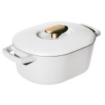Beautiful 6qt Enamel Dutch Oven, White Icing by Drew Barrymore