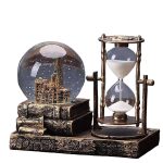 IDORTYBB LED Music Crystal Snow Globe with Hourglass Vintage Paris Eiffel Tower Home Decoration for Living Room Bedroom Book Shelf TV Cabinet Desktop