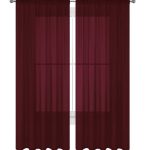 Decotex 2 Piece Solid Elegant Sheer Curtains Fully Stitched Panels Window Treatment Drape (54" x 84", Burgundy)
