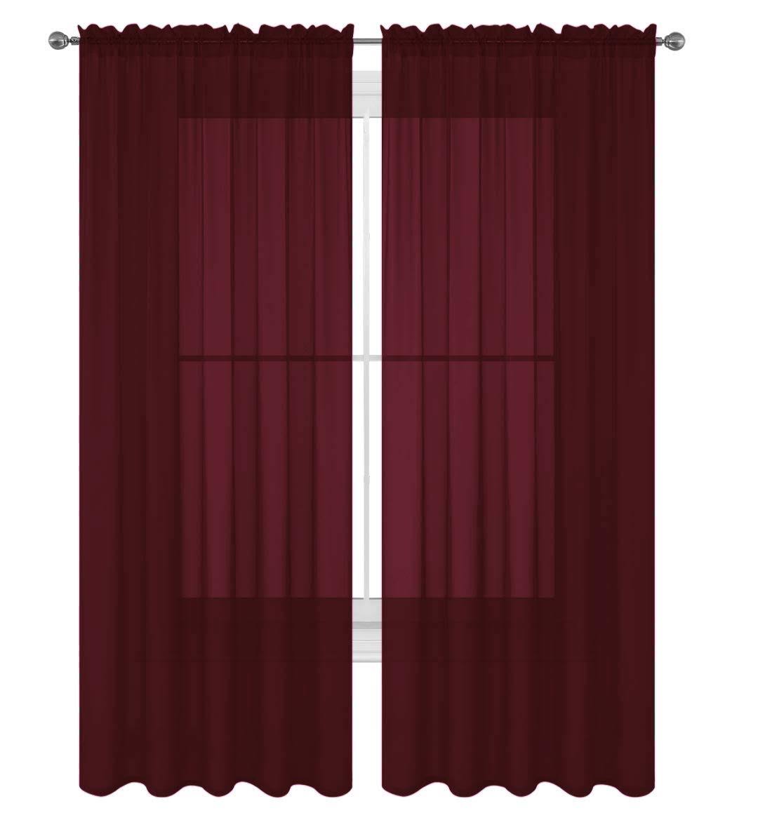 4d3af74a58c39c9cca90782e21a90f761e8e69e5c648c5d86dad62adb8ddc64f.jpg Decotex 2 Piece Solid Elegant Sheer Curtains Fully Stitched Panels Window Treatment Drape (54" x 84", Burgundy) - Image 1
