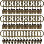 LLPJS 44 Pack Curtain Rings with Clips, Curtain Clip Rings Hooks, Bow Hanger Clips for Hanging Drapery Drapes Bows, Ring 1 inch Interior Diameter,