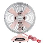Better Homes & Gardens New 12 inch Retro 3-Speed Metal Tilted-Head Oscillation Table Fan Pearl Blush, Size: 12 inch