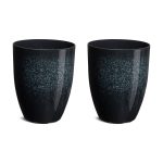Glitzhome Eco-Friendly Large Faux Ceramic Tall Bowl Plastic Pot Planters, Set of 2