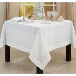 Saro Lifestyle 6300.w72s 72 in. Square Classic Hemstitch Border Tablecloth White