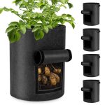 GreatBuddy 4-Pack Potato Grow Bags, 10 Gallon Thick Fabric Pots for Plants, Harvest Windows & Sturdy Handles, Labels Included,Black