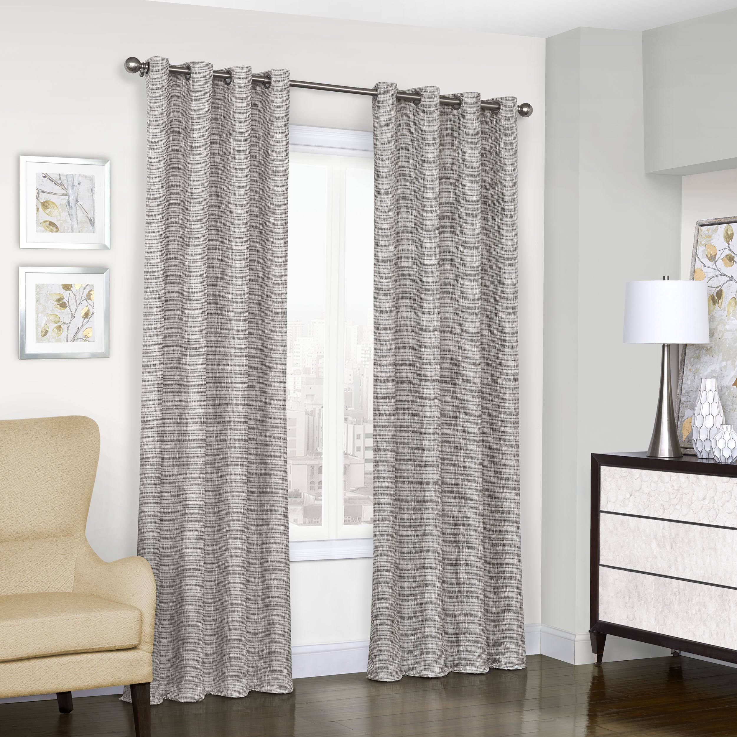 4df83e82129365bb55726b742cfe6f902abdc19e49422f96e07b8858b3757ef9.jpg Eclipse Trevi Blackout Grommet Window Curtain Panel Grey 84 Inches, Gray - Image 1