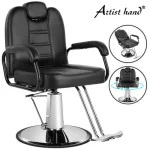 Artist hand Black 360°Barber Chair Heavy Duty Hydraulic Reclining Salon Shampoo Beauty Hair Styling Equipment - MadeInUSA