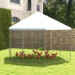 13FT Large Metal Chicken Run, Hexagon Chicken Coop Walk-in Poultry Cage with Waterproof Cover & Lockable Door for Outdoor Backyard Farm