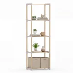 Tangkula 4/5-Tier Solid Wood Bookshelf for Home Office