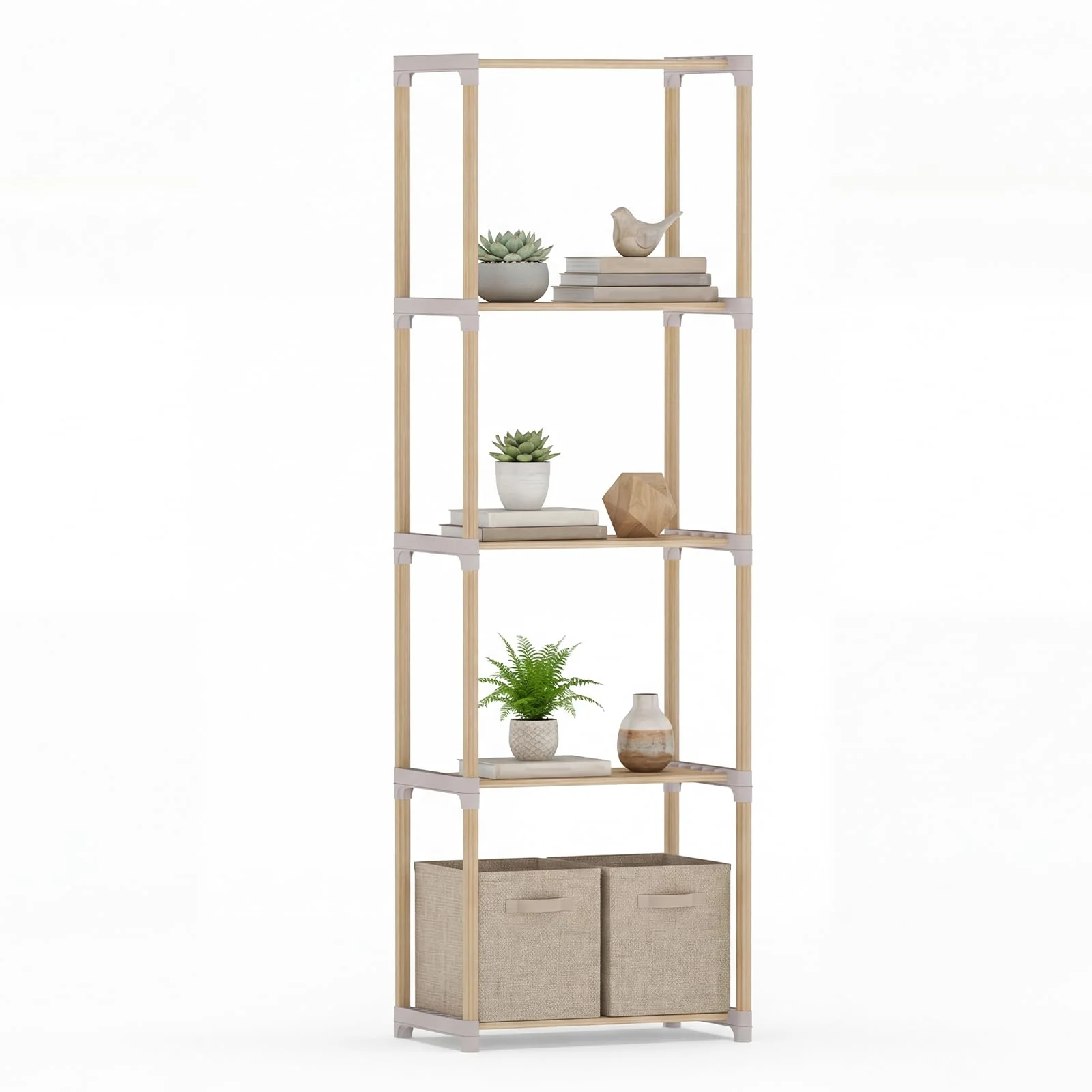 4e3230f75dd7e85a61b275ecc2910417ca2071c61f5d458f089f930f79736e5f.webp Tangkula 4/5-Tier Solid Wood Bookshelf for Home Office - Image 1