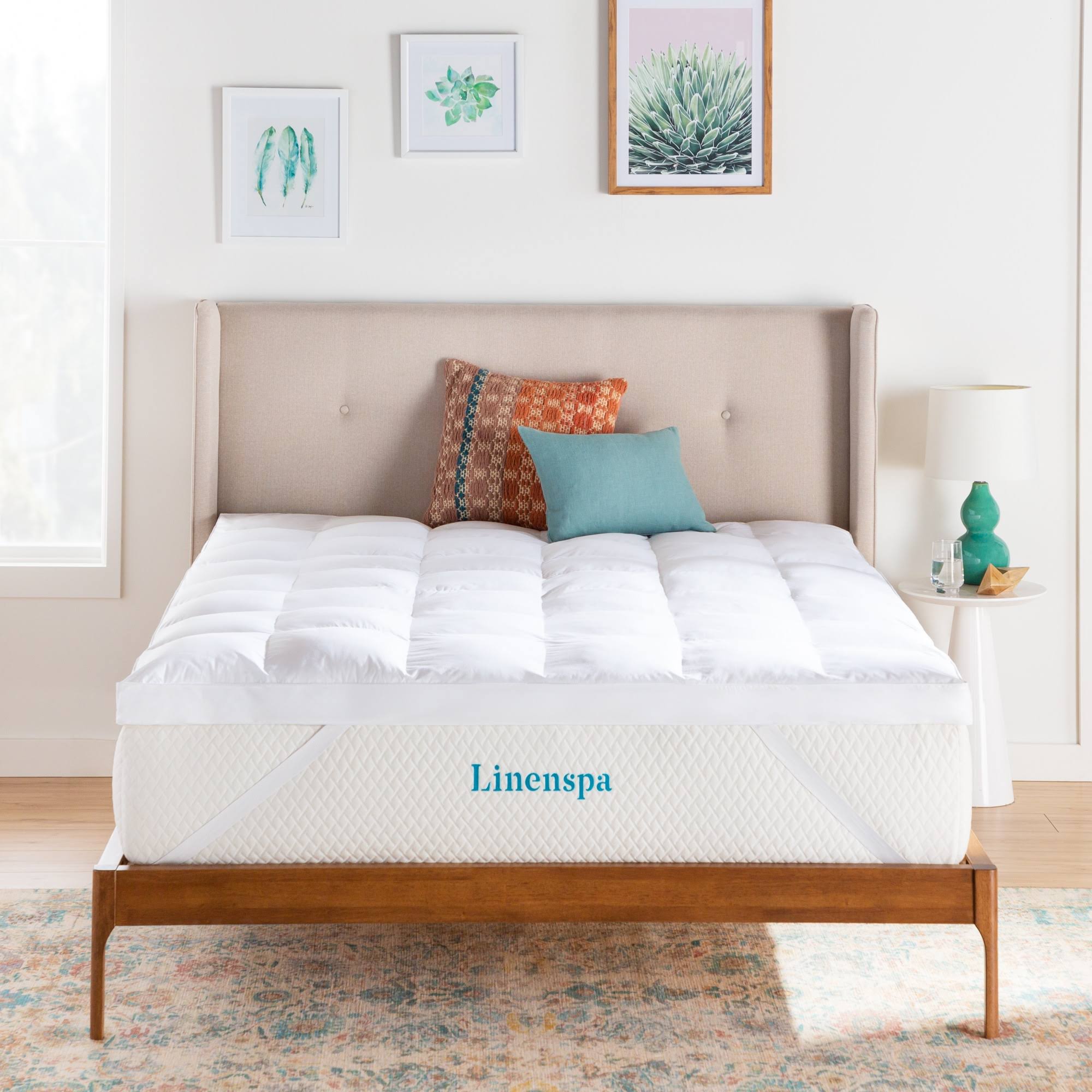 4e473906375694e7b763a6fc14be16787d66de6edcdd3c73ffd71c066f19d989.jpg 3 inch Down Alternative Fiber Bed Mattress Topper by Linenspa Essentials - White (Twin) - Image 1