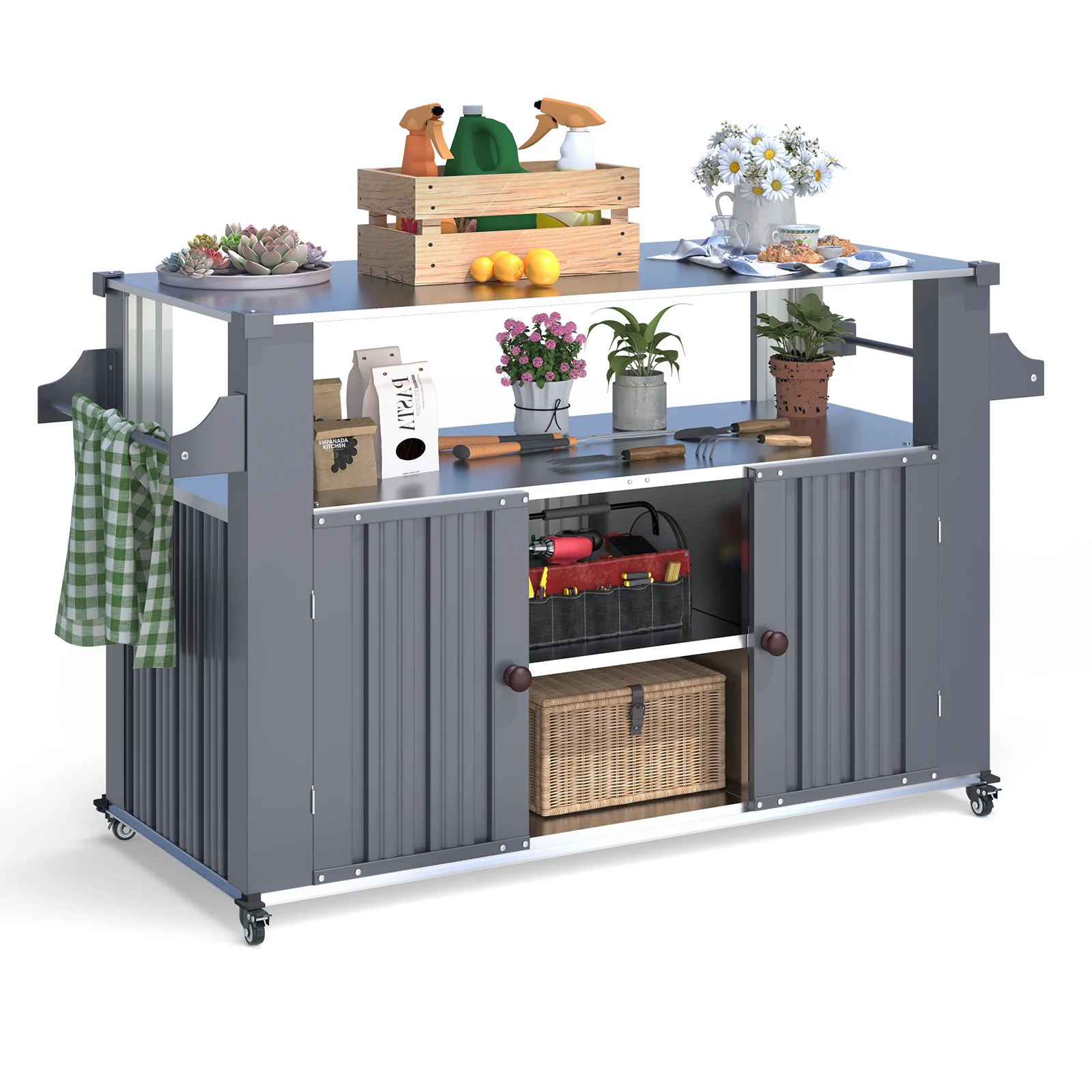 4e5a04c6a1e3f0e5f0ac687c41f1be60d9ac886a595baea32edd6197bcdcedff.webp AECOJOY Outdoor Grill Table Cart with Storage Cabinet, Dark Grey - Image 1