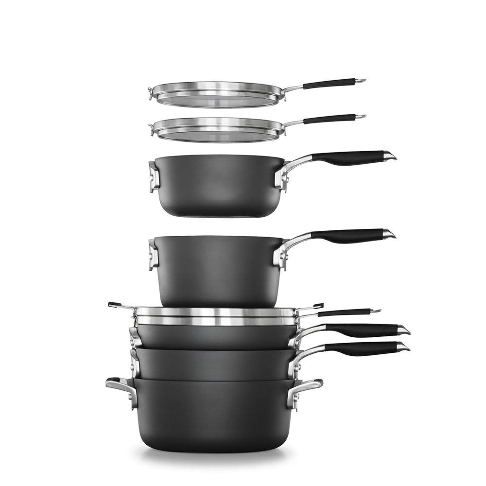 4e5d32a6f8f65a268621676c80b947599354ffe54cc29941d666be60535f2681.jpg Select by Calphalon Space-Saving AquaShield Nonstick 14-Piece Cookware Set - Image 1