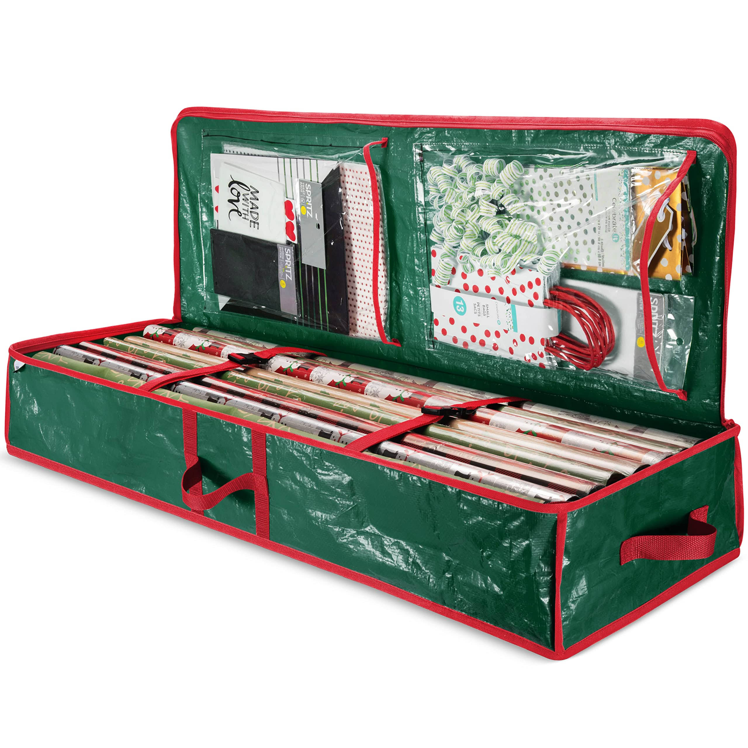 4e634b39e753c253a472bc7272e8813a0df0ee282957588f7cd0c6eba3ffafd7.jpg Zober Underbed Gift Wrap Organizer, Interior Pockets, Fits 18-24 Standard Rolls, Underbed Storage, Wrapping Paper Storage Box and Holiday Accessories, 40 - Image 1