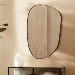 Bertlinde Asymmetrical Wall Mirror Irregular Shaped Mirror for Living Room, Bathroom or Entry Wrought Studio Finish: Matte Black, Size: 22" x 30"