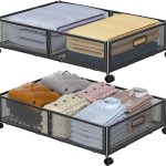 BIETCR Under Bed Storage Containers with Wheels,Metal Underbed Storage Organizer Drawers for Bedroom Clothes Shoes Blankets (2PCK.BLACK)