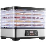 VEVOR Food Dehydrator Machine, 5-Tray Fruit Dehydrator, 300W Electric Food Dryer w/ Digital Adjustable Timer & Temperature for