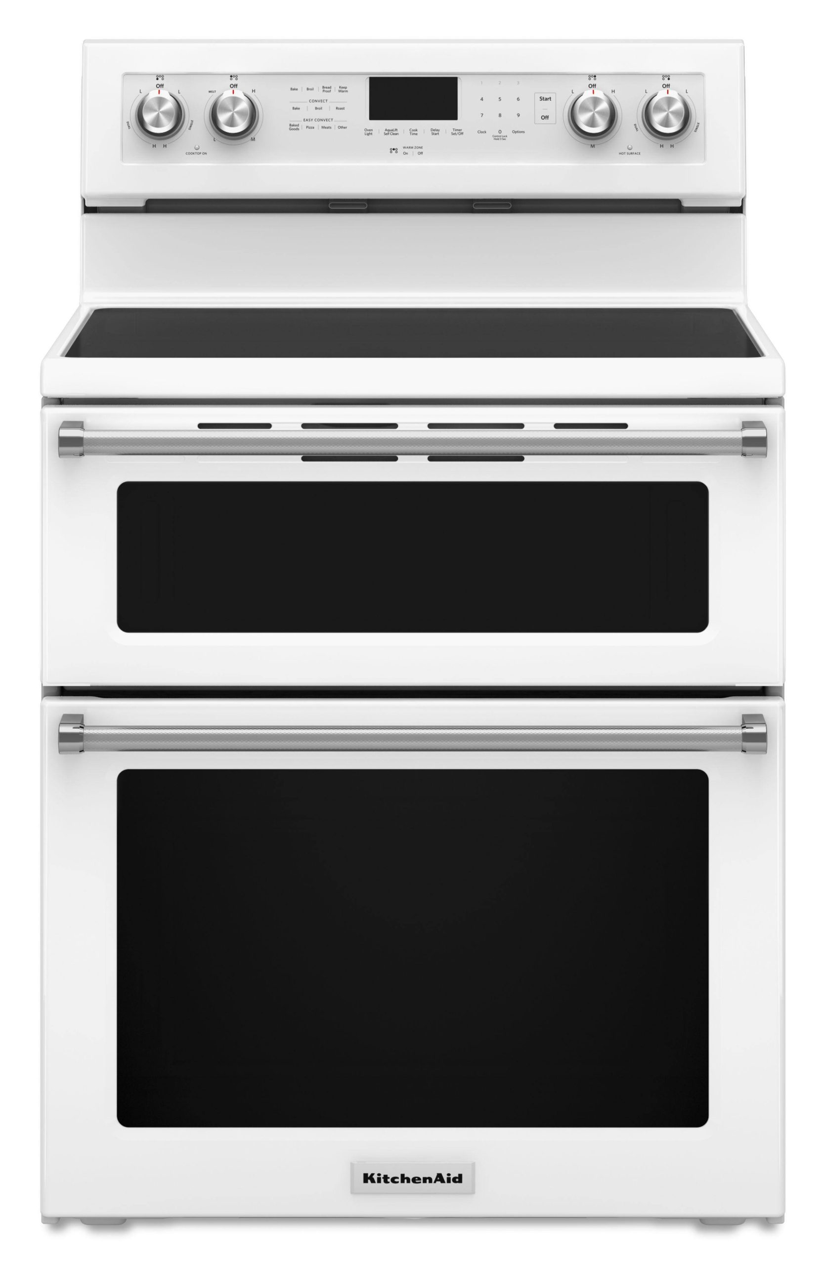 4eb067deb3b1cabf02ff97a9147df1bc02551e08338bd6c1fa0d2161dea04ddb.jpg KitchenAid 30" White Electric Double Oven Convection Range - Image 1