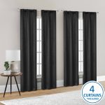 Mainstays Blackout Curtain Panel Set - Solid Black - 27.5 x 84 in