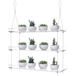ZerzSemp Hanging Acrylic Plant Shelves for Windows, Height Adjustable Plant Stand ,Clear Hanging Plant Stand for Indoor Window Grow Herbs,