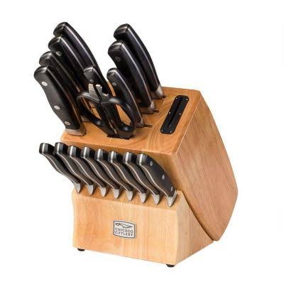 4f2b216050ea35e4bf9b694e174fe68a2dea1a18f899dbf8fa9f0c1088d12932.jpg Chicago Cutlery Insignia Stainless Steel Knife Block Set 18 PC - Image 1