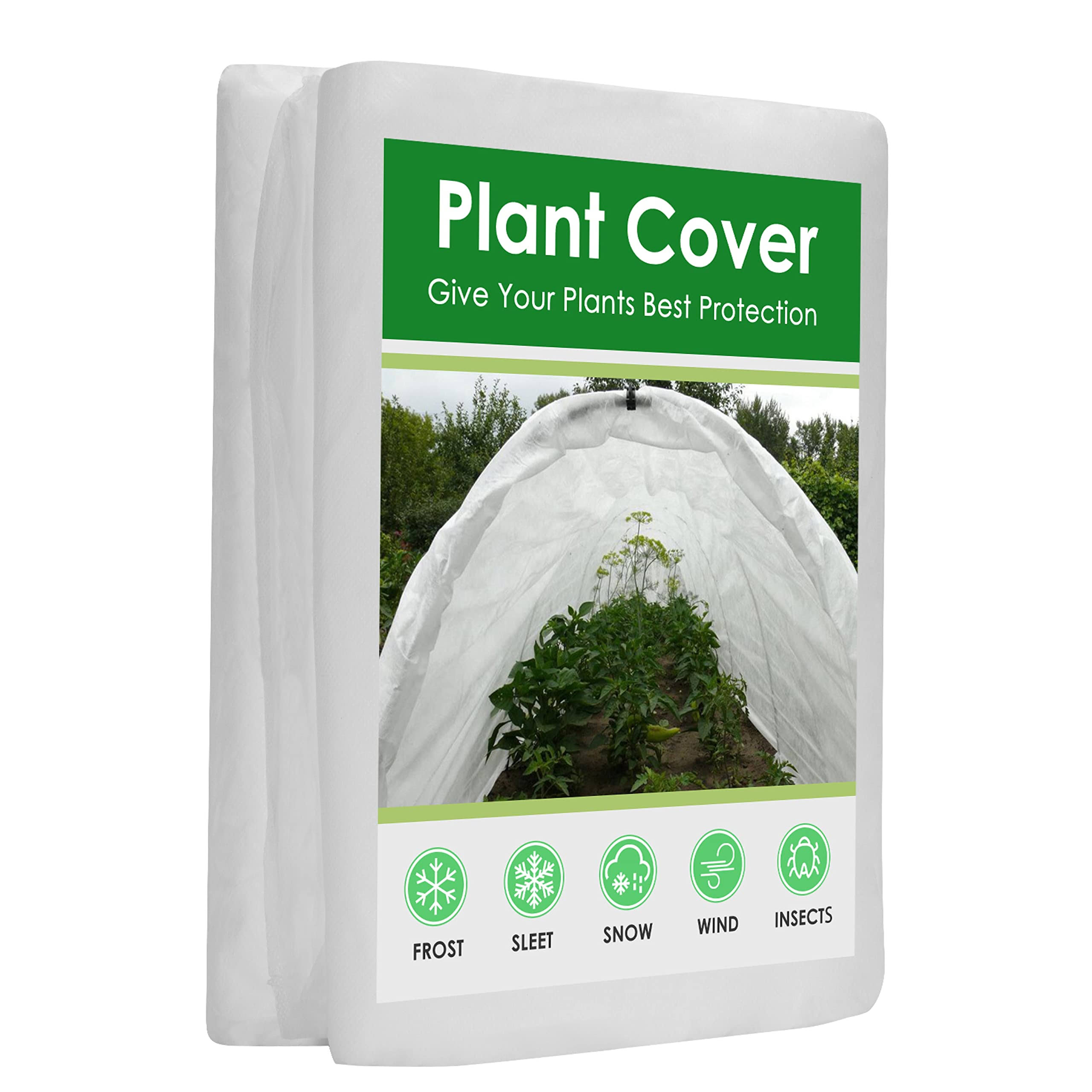 4f4b3fd2ef7195d0fa48792b7fd1545c6e2a4ee77acc53db505fbcb6ce8be3cf.jpg Ruolan Plant Covers Freeze Protection,10Ft x 30ft Floating Row Cover,Garden Fabric Plant Cover for Winter,Frost Blanket Cover for Cold Weather,Frost - Image 1