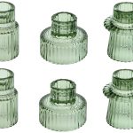 Vixdonos Taper Glass Candlestick Holders Tealight Candle Holders for Table Centerpieces, Wedding Decor and Dinner Party (6 Pcs, Green)