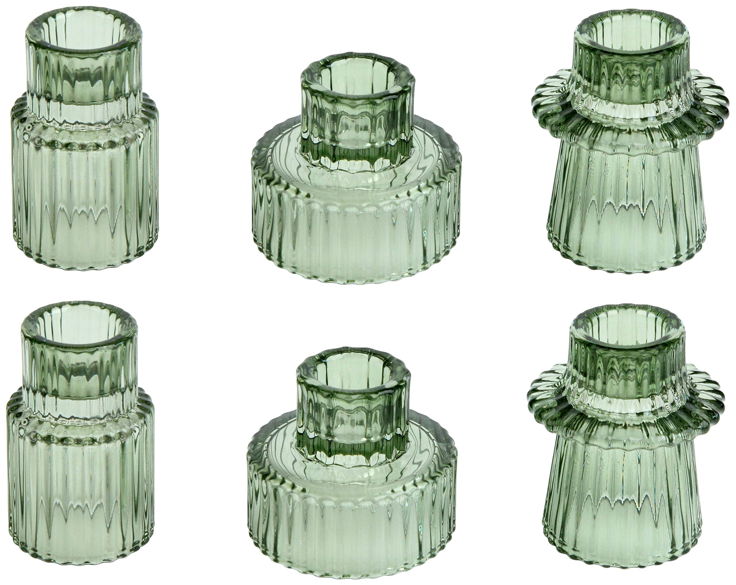 4f538b04932d2627383144c6b60e3da8c88f1d2f2b2426e659fd76992abfe38e.jpg Vixdonos Taper Glass Candlestick Holders Tealight Candle Holders for Table Centerpieces, Wedding Decor and Dinner Party (6 Pcs, Green) - Image 1