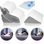 Lunix LX5 4pcs Orthopedic Bed Wedge Pillow Set, Post Surgery Memory Foam for Back, Neck and Leg Pain Relief Sitting Pillow, Comfortable and Adjustable
