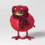 6.75" Featherly Friends Bird Wearing Leopard Print Scarf Fabric Christmas Figurine - Wondershop Pink