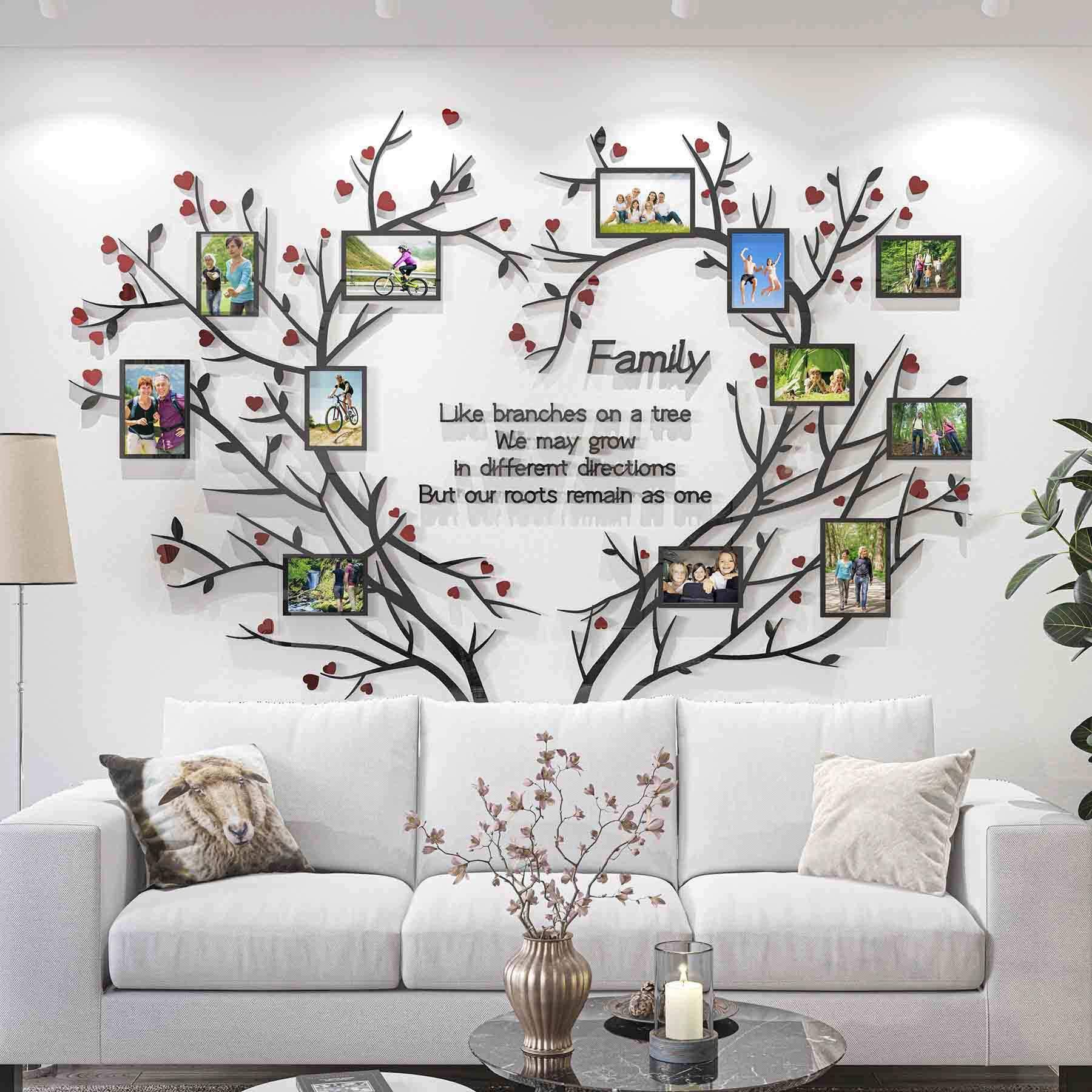 4fada5d65850bb7a12ec11edc788eae7025ae7d72eaa8487bb98ef30e56de581.jpg DecorSmart Love Family Tree Wall Decor Picture Frame Collage Removable 3D DIY Acrylic Wall Stickers for Living Room with Red Heart and Quote Family - Image 1