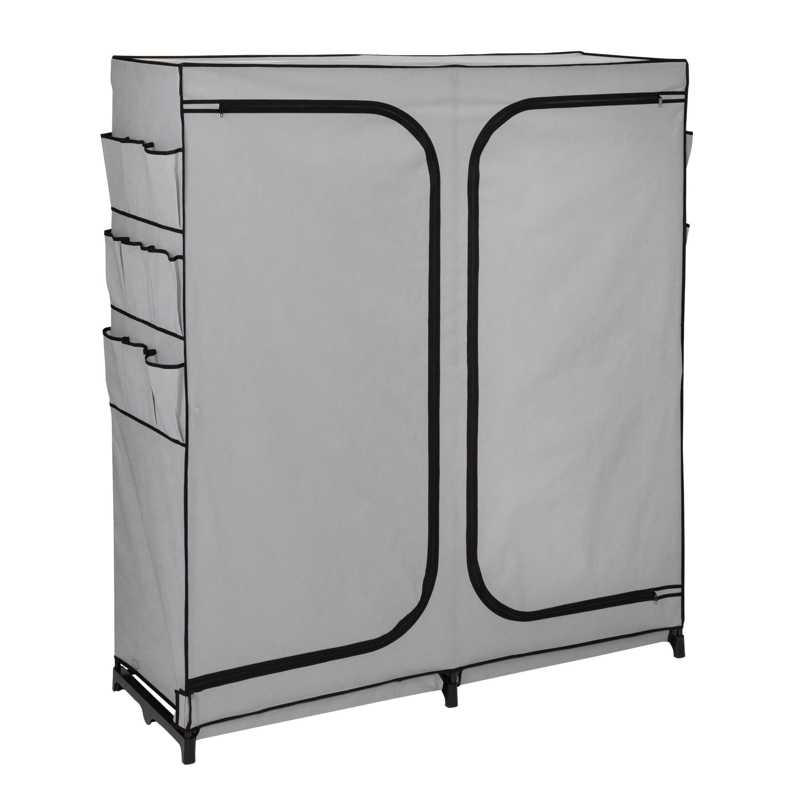 4fadbc6b96f17492ee45215246b65f5f9059cf166dc7ad6b71b24cc55bb63db4.jpg Honey-Can-Do 60-Inch Wide 2-Door Portable Wardrobe Closet with Cover & Side Pockets - Image 1