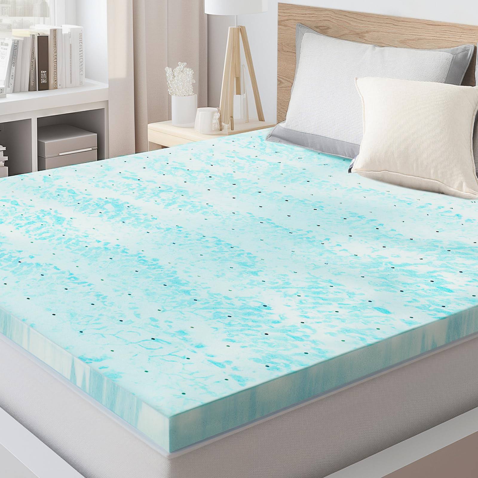 4fbcbb8d390904fae39b482c21a7fc0c56d6a852165d71a9d5ce473ea9bf6ab9.jpg Smug Memory Foam Mattress Topper, 3 inch Thick Gel Infused Cooling Toppers Pad for Full Size Bed, Sleeper Sofa, RV, Camper, CertiPUR US Certified, - Image 1