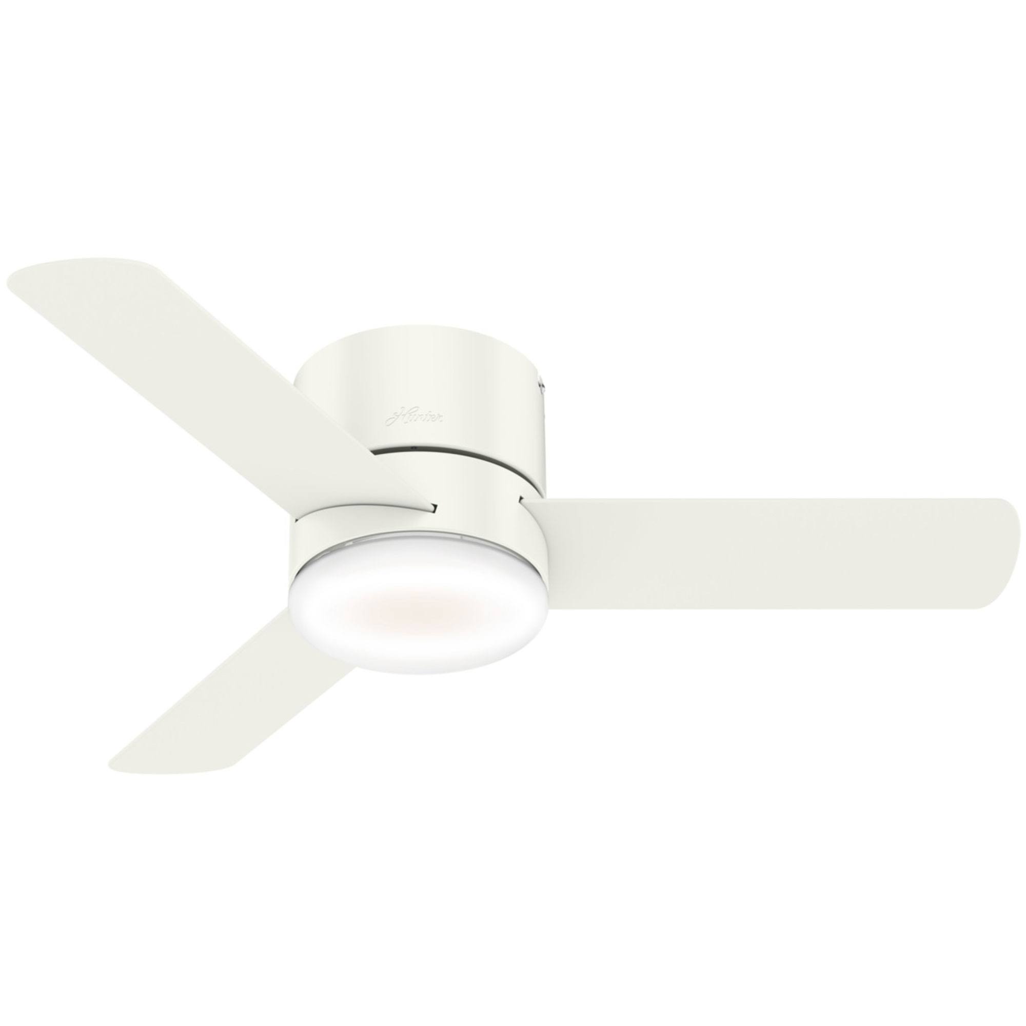 4fd63eed2ae2891d7fabd21365ca8f9849b11db54bdae00546f28c31bd590fc5.jpg Hunter 44" Minimus Ceiling Fan with LED Light - Fresh White - 59452 - Image 1