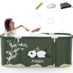 Portable Bathtub Kit, Foldable Soaking Bathing Tub for Adults, Soaking Standing Bath Tub for Shower Stall, Separate Family Bathroom Spa Tub, Ideal