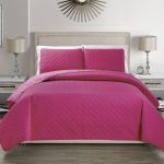 KingLinen,Embossed Pink Reversible Bedspread/Quilt Set Cal King