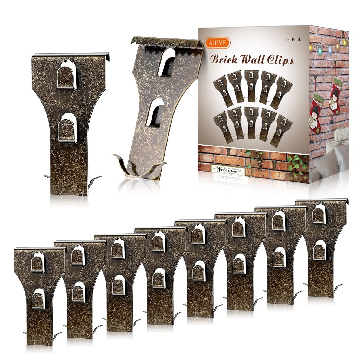 5052b88ead9991c252d6b0462725a90ee5fb40dbbbb66329a86010a314684f1b.jpg Aieve Brick Clips, 10 Pack Heavy Duty Brick Hangers Picture Hangers Siding Hooks Hanging Clips No Damage Wall Hangers Clips Without Nails for Hanging - Image 1
