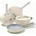 Caraway Nonstick Ceramic Cookware Set (12 Piece) Pots Pans Lids and Kitchen Storage - Non Toxic PTFE & PFOA Free - Oven Safe & Compatible with All