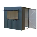 AECOJOY 8x4 FT Outdoor Storage Shed with Bar Counter, 2-in-1 Patio Metal Backyard Bar & Tool Storage Cabinet