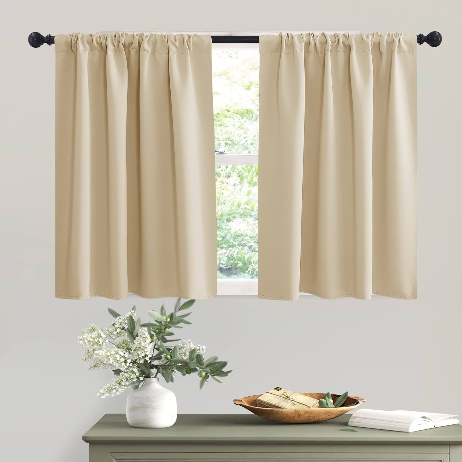 5097c0090e96a7a0acb3492920db401b6f6f8824a0dfbaa5a2f6552a4ef93d3b.jpg RYB Home Thermal Insulated Curtains Blackout Small Window Curtains Light Block Privacy for Bathroom Kitchen Laundry RV Curtains, 42 inch Wide by 36 in - Image 1