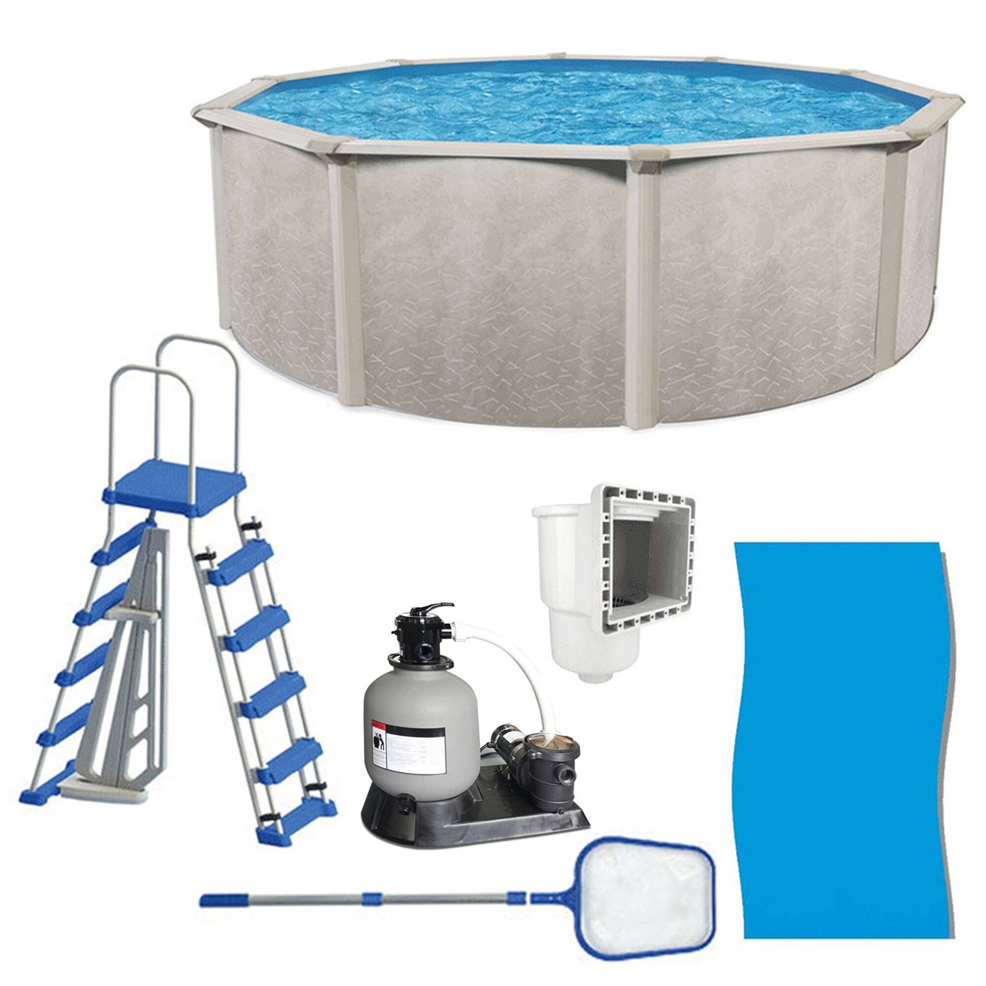 50ae172d4690e225f9c8c414333d7ea8e618b2717b56e33cfe70926a055ff496.jpg Phoenix 24' x 52" Frame Above Ground Swimming Pool with Pump Ladder & Hardware - Image 1