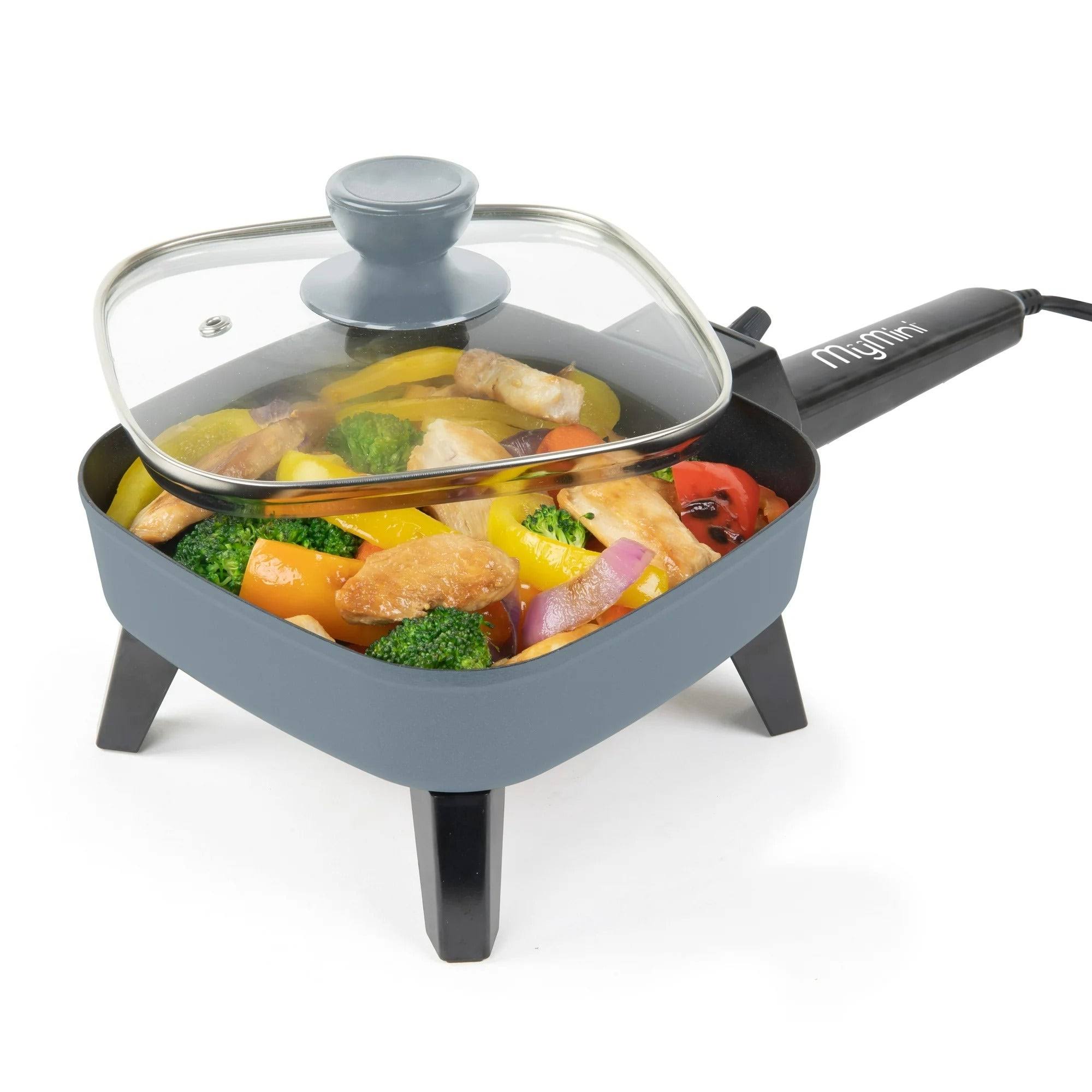 50b8b991aee1ff20116efed85b9badfd001cde9034c815c260999928e27197d0.jpg MyMini NMSKWM7GRY Electric Skillet, 7 inch, Gray - Image 1