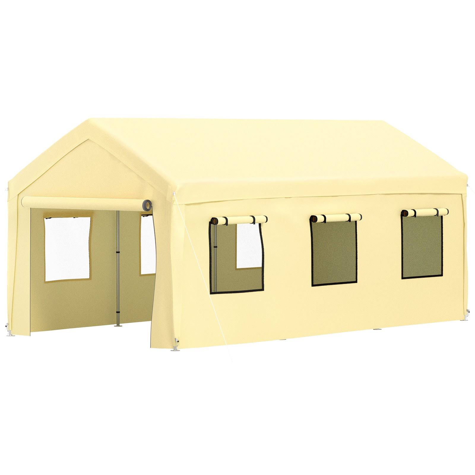 50dc02524601da64dbd8589ce7f4836aa7e2557d2aea9a716426808fc40a1142.jpg VEVOR Carport Canopy Car Canopy 10 x 20ft W 8 Legs Sidewalls Windows Yellow - Image 1