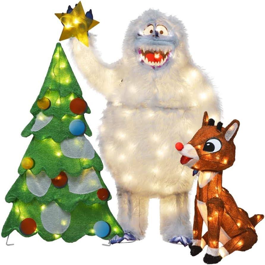 50e9c2084a9d8c5239f507b071705add2c19fe199d7366f0bab992cb9a7e711e.jpg 36" Rudolph 3-Piece Set LED Pre-Lit LED Yard Decor - Image 1