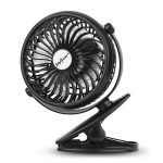 SkyGenius Battery Operated Clip On Mini Desk Fan Black